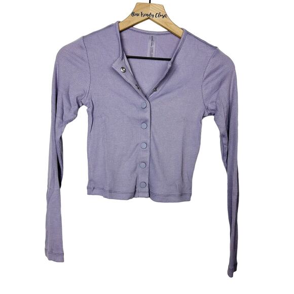 Outdoor Voices NWT CozyRib Cropped Cardigan Earl Grey Size Small - Picture 2 of 6